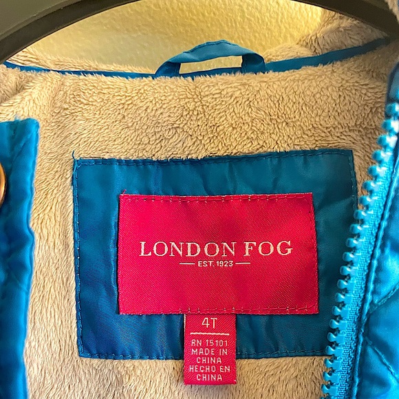 London Fog rain coat/ Turquoise Teal Fleece Lined Hooded Puffer Jacket - Picture 6 of 7